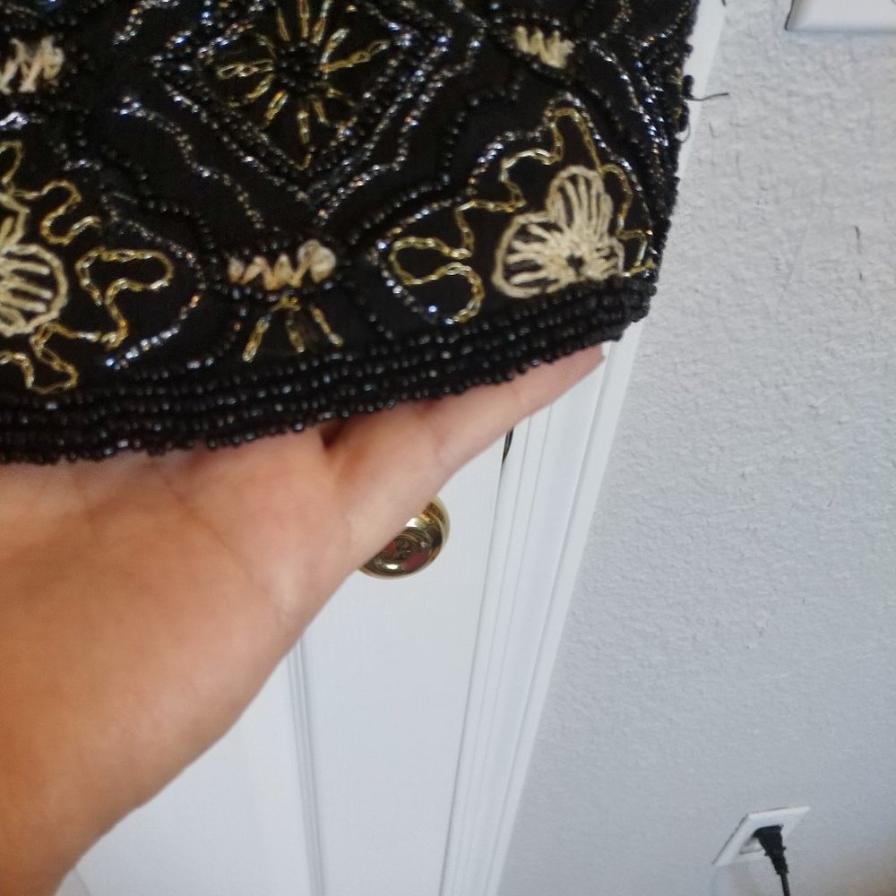 EXQUISITE! | Vintage SILK BEADED TOP | 8 / 10 | EVC | Papell Boutique - Picture 6 of 7